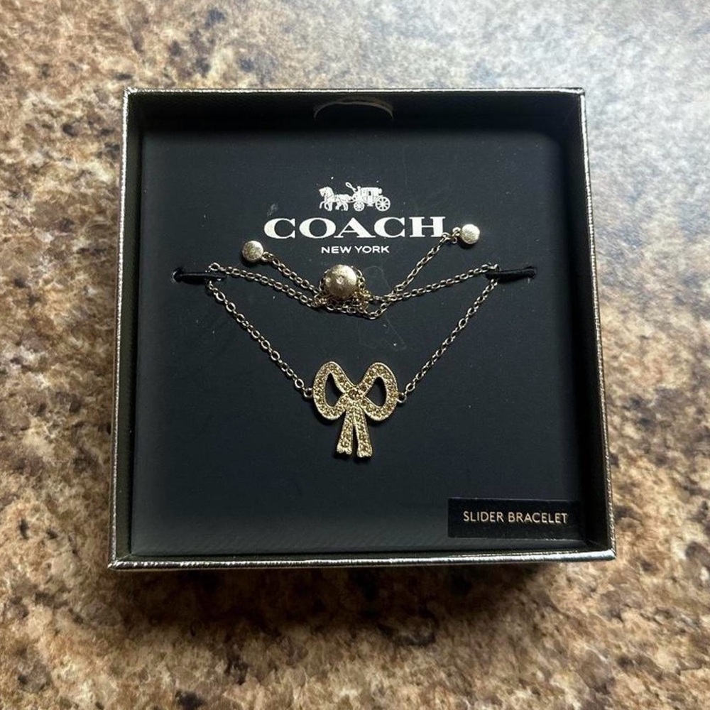 Coach Gold Bow Charm slide Bracelet